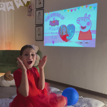 Sarah watching her birthday video