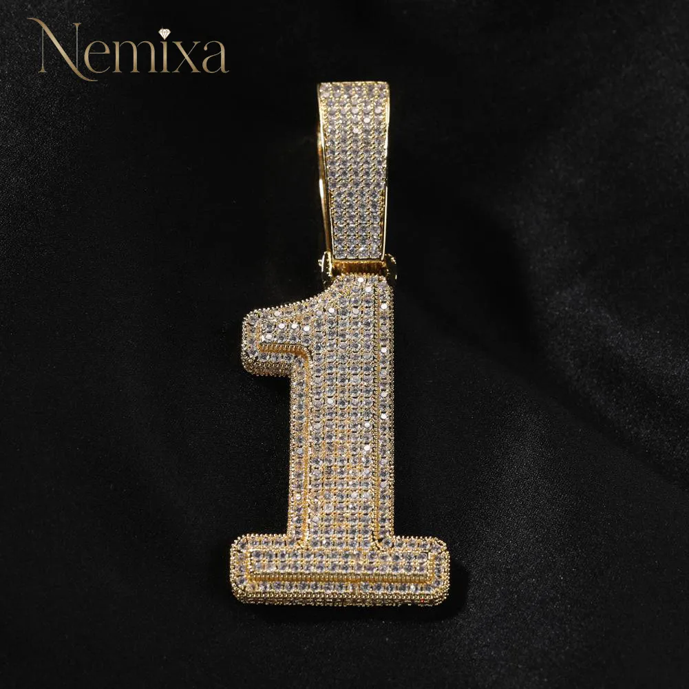 Hip Hop Zirconia Large Number Pendant Necklace Birthday Anniversary Mother's Day Christmas Gifts for Men Women