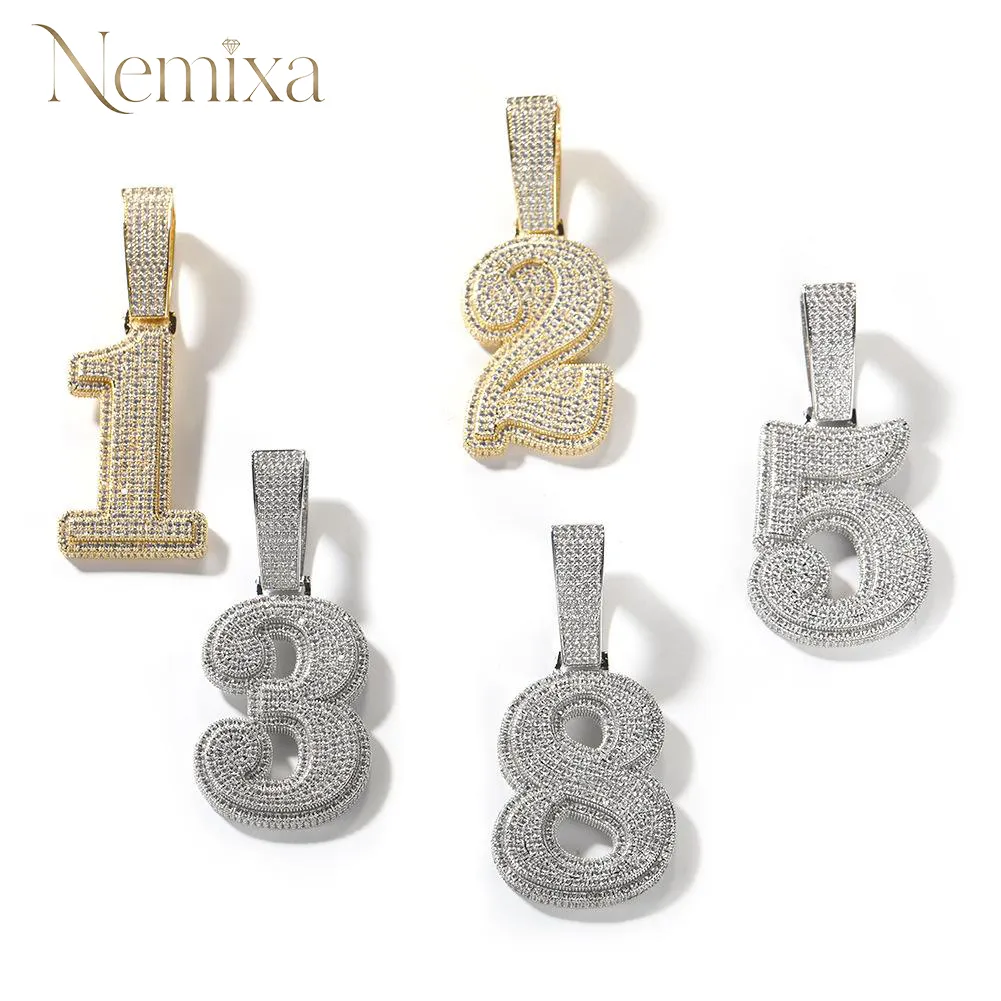 Hip Hop Zirconia Large Number Pendant Necklace Birthday Anniversary Mother's Day Christmas Gifts for Men Women
