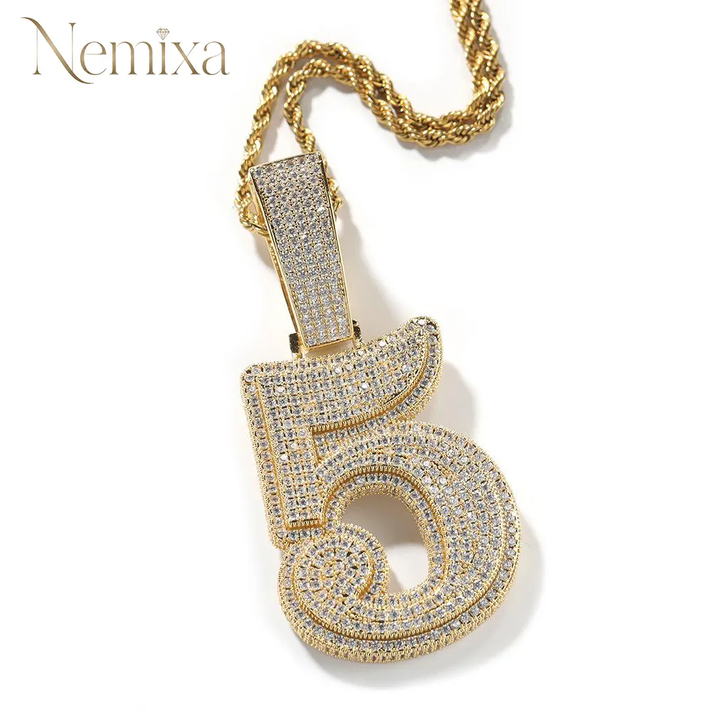 Hip Hop Zirconia Large Number Pendant Necklace Birthday Anniversary Mother's Day Christmas Gifts for Men Women