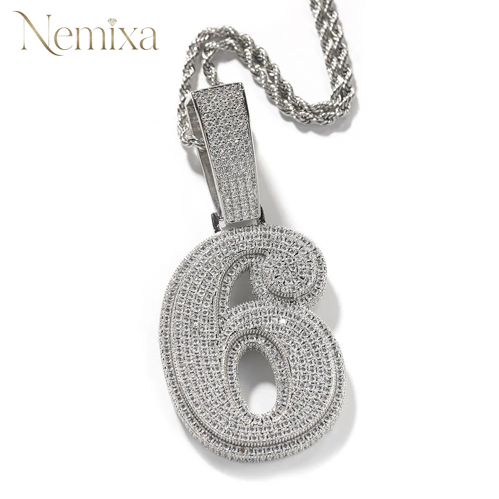 Hip Hop Zirconia Large Number Pendant Necklace Birthday Anniversary Mother's Day Christmas Gifts for Men Women