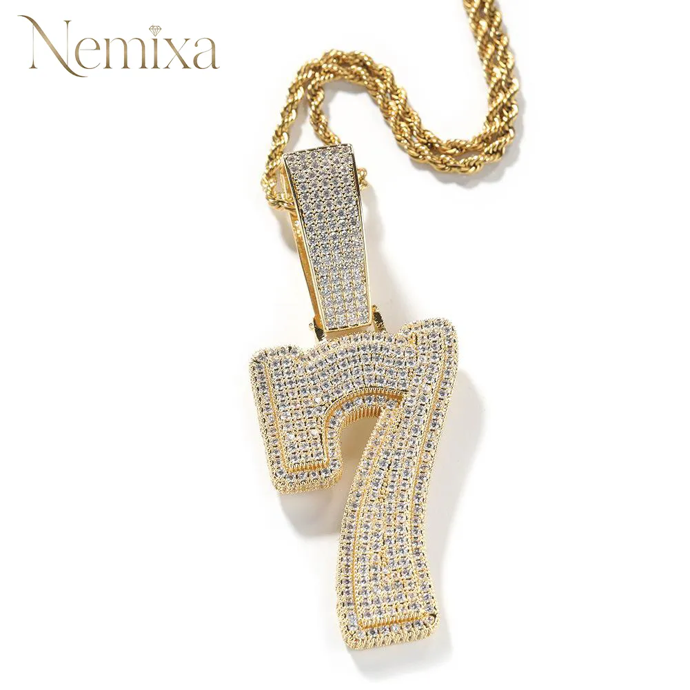 Hip Hop Zirconia Large Number Pendant Necklace Birthday Anniversary Mother's Day Christmas Gifts for Men Women