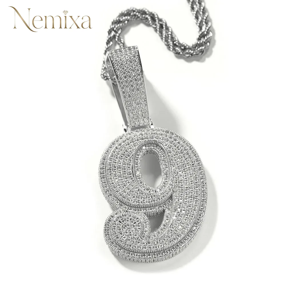 Hip Hop Zirconia Large Number Pendant Necklace Birthday Anniversary Mother's Day Christmas Gifts for Men Women