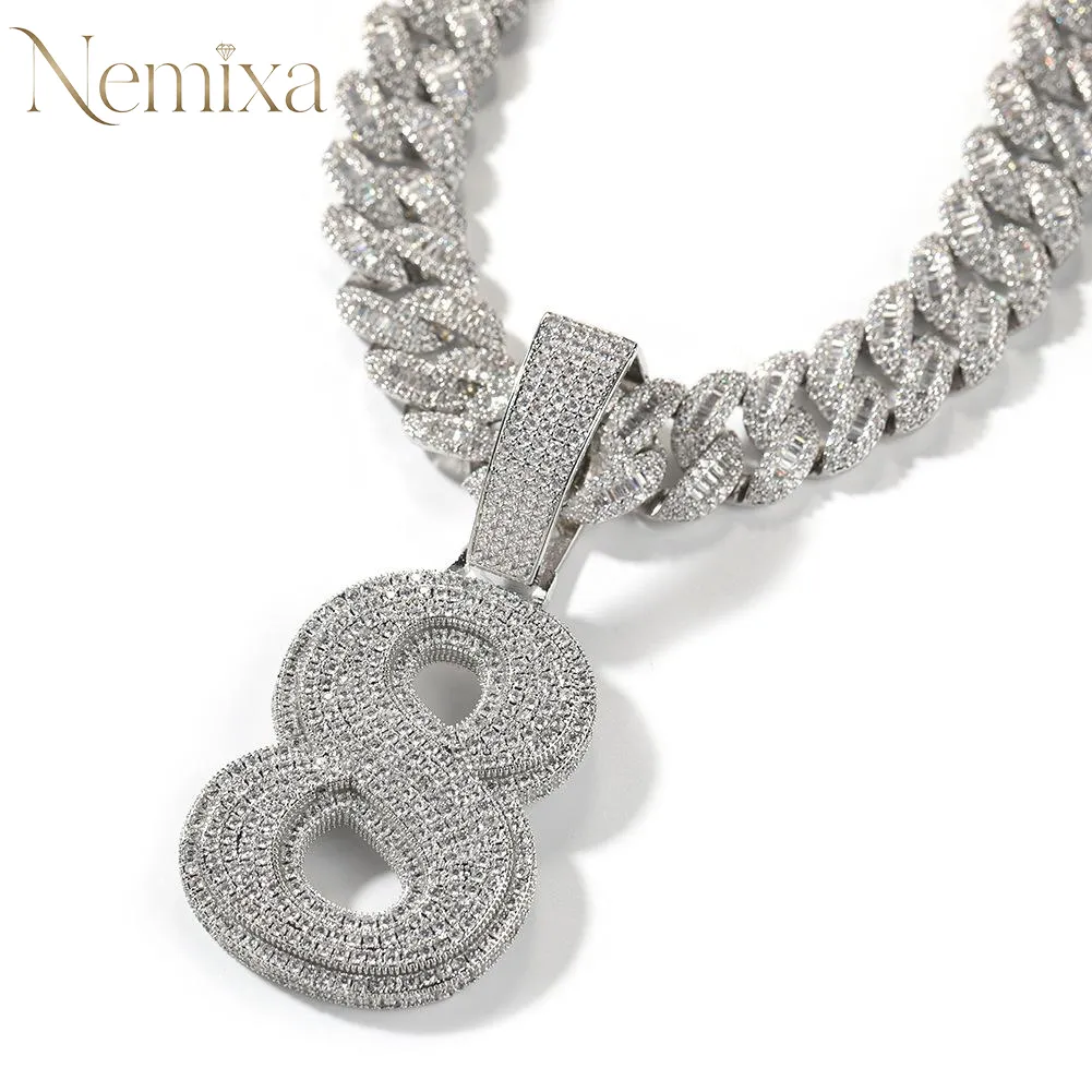 Hip Hop Zirconia Large Number Pendant Necklace Birthday Anniversary Mother's Day Christmas Gifts for Men Women