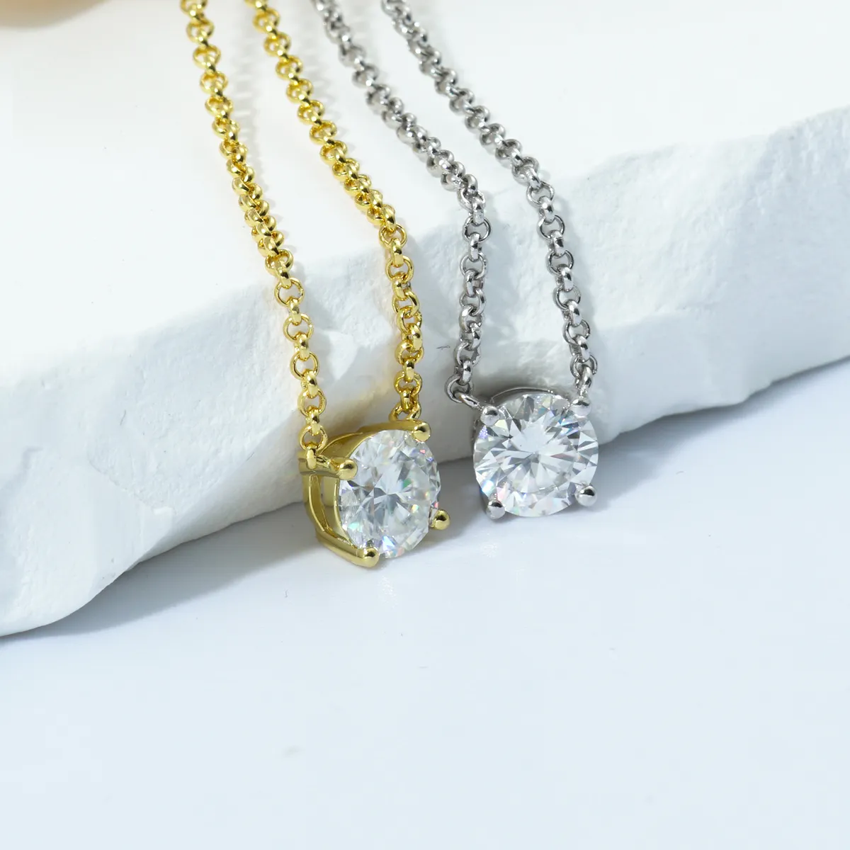 Nemixa 1 CT Round Moissanite Solitaire Pendant Necklace, 6.5 mm Four-Prong Lab-Created Moissanite, S925-Nemixa