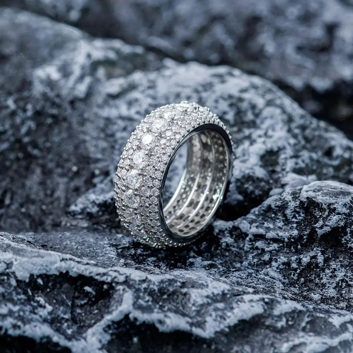 Nemixa Layered Eternity Moissanite Ring, D Color VVS Lab-Created Moissanite, S925 Sterling Silver-Nemixa