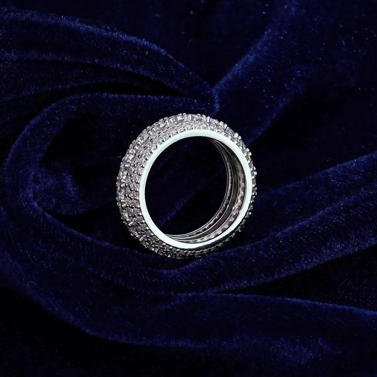 Nemixa Layered Eternity Moissanite Ring, D Color VVS Lab-Created Moissanite, S925 Sterling Silver-Nemixa