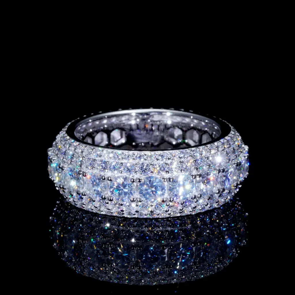 Nemixa Layered Eternity Moissanite Ring, D Color VVS Lab-Created Moissanite, S925 Sterling Silver-Nemixa