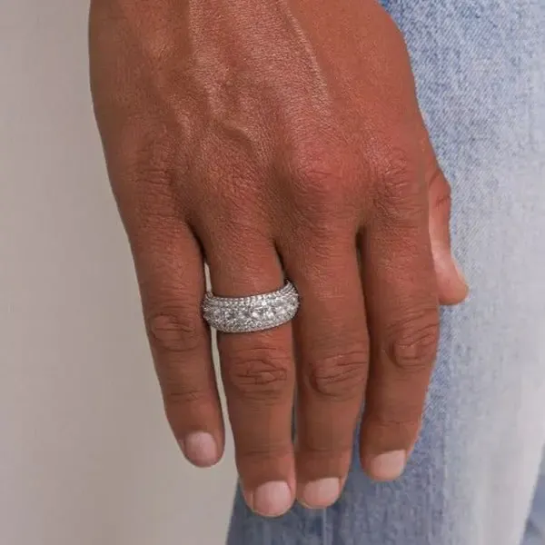 Nemixa Layered Eternity Moissanite Ring, D Color VVS Lab-Created Moissanite, S925 Sterling Silver-Nemixa