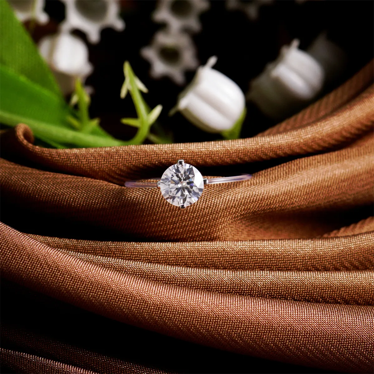 Nemixa 1CT/2CT Round Lab-Created Moissanite Floating Ring, Transparent Invisible Solitaire Design