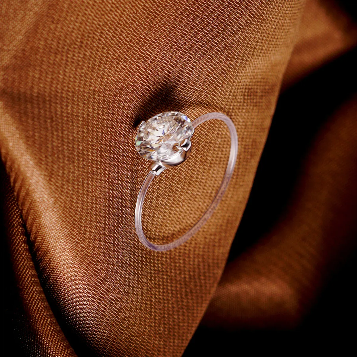 Nemixa 1CT/2CT Round Lab-Created Moissanite Floating Ring, Transparent Invisible Solitaire Design