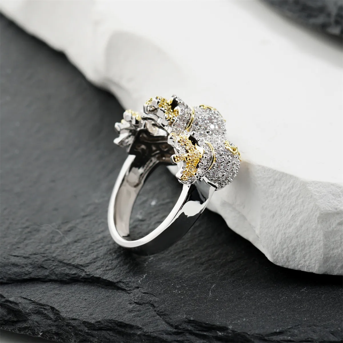 Nemixa 1.4 CTW Iced-Out Money Bag Moissanite Pinky Ring, D Color VVS Lab-Created Moissanite, Copper-Nemixa