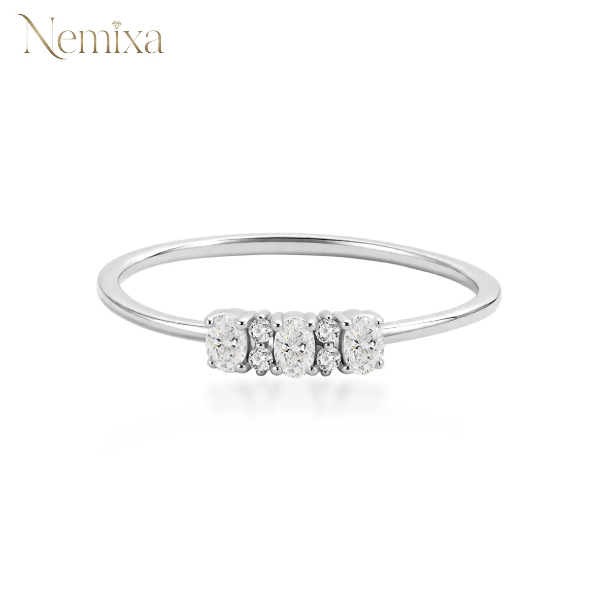 Nemixa 0.2 CTW Lab-Created Moissanite Pebble-Inspired Ring, Oval Design, Copper Band