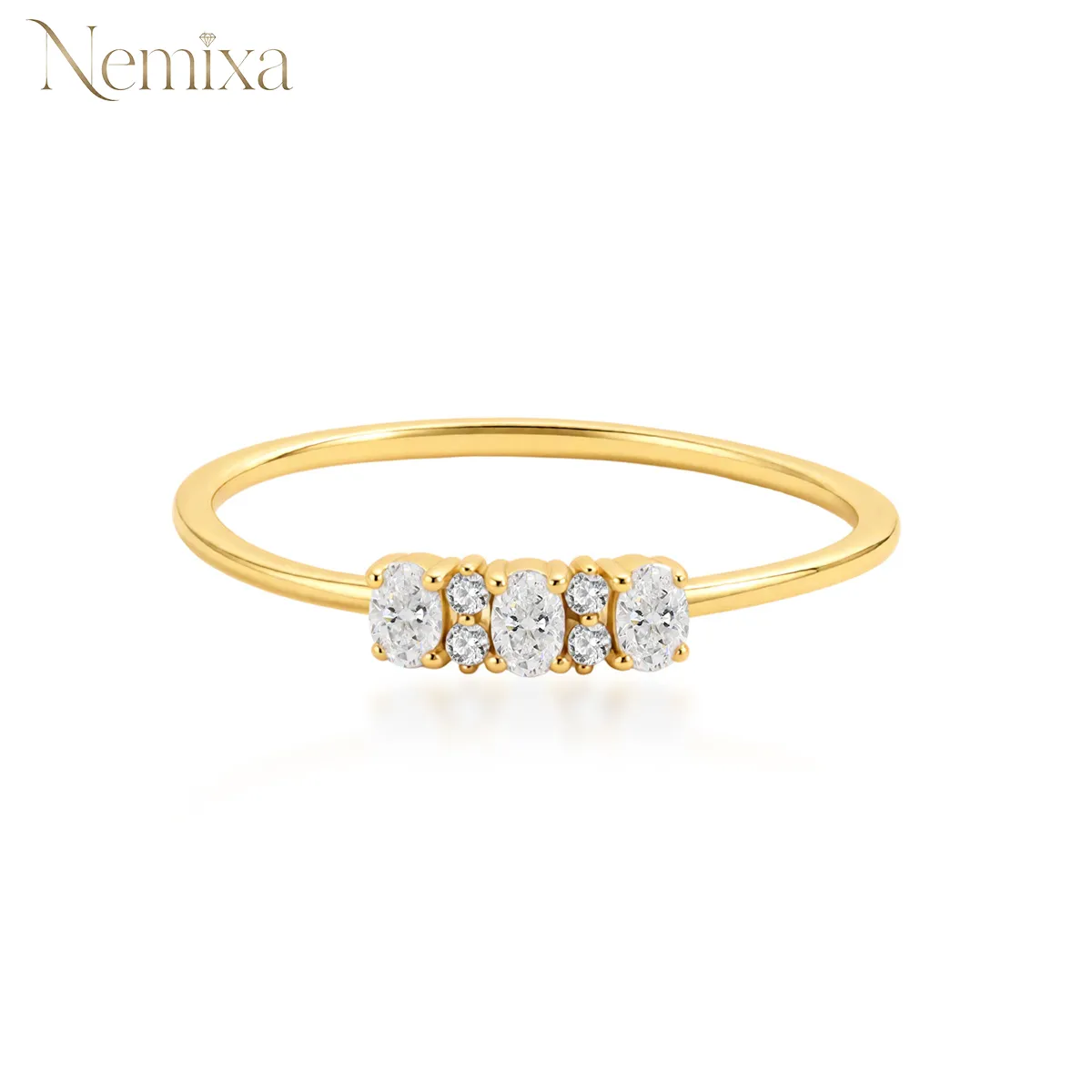 Nemixa 0.2 CTW Lab-Created Moissanite Pebble-Inspired Ring, Oval Design, Copper Band