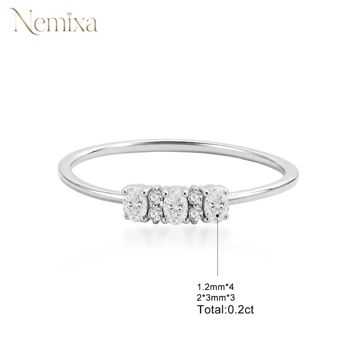 Nemixa 0.2 CTW Pebble-Inspired Moissanite Ring, D Color VVS Lab-Created Moissanite, Copper Band-Nemixa