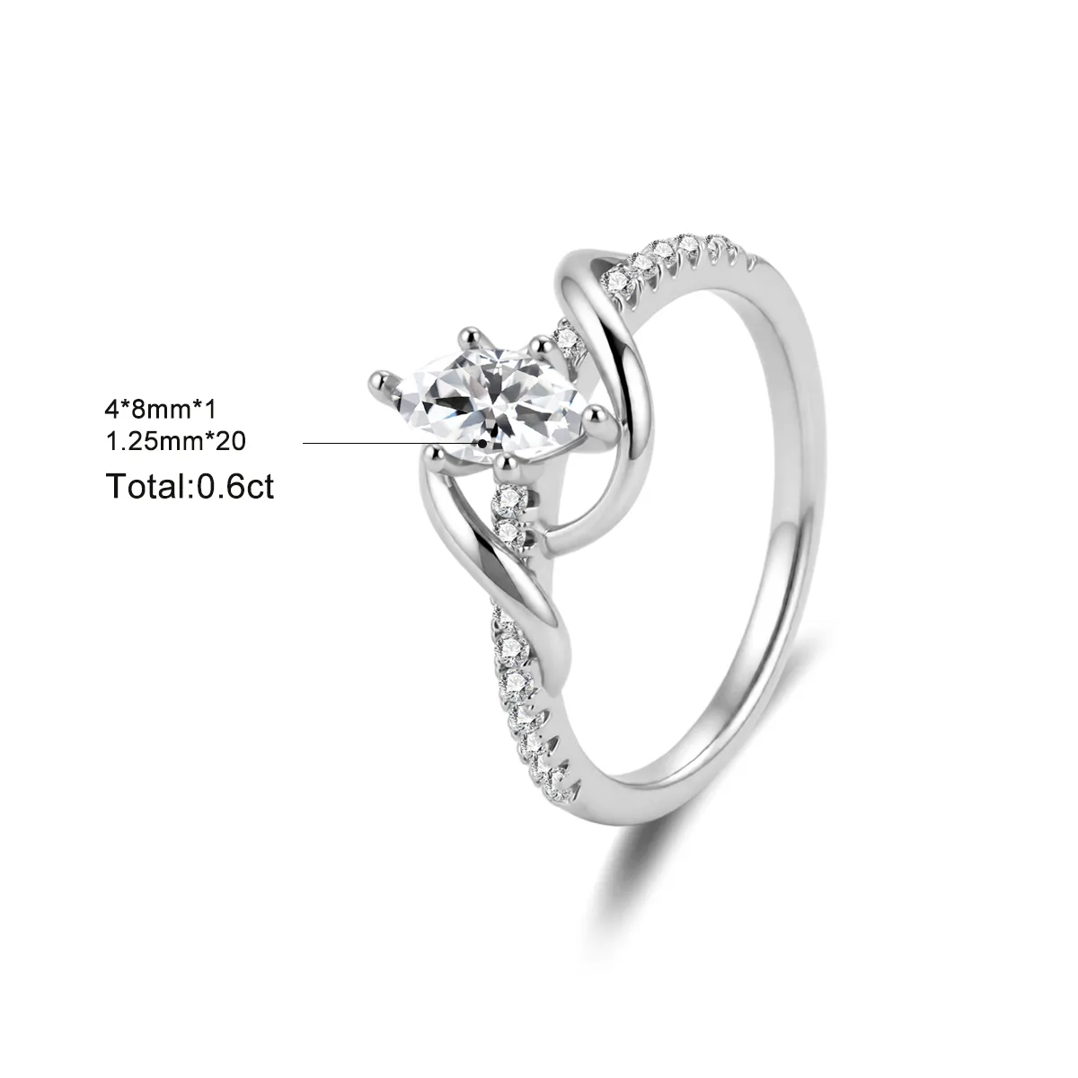 Nemixa 0.6 CTW Marquise Moissanite Engagement Ring, D Color VVS Lab-Created Moissanite, Intertwined Copper Band-Nemixa