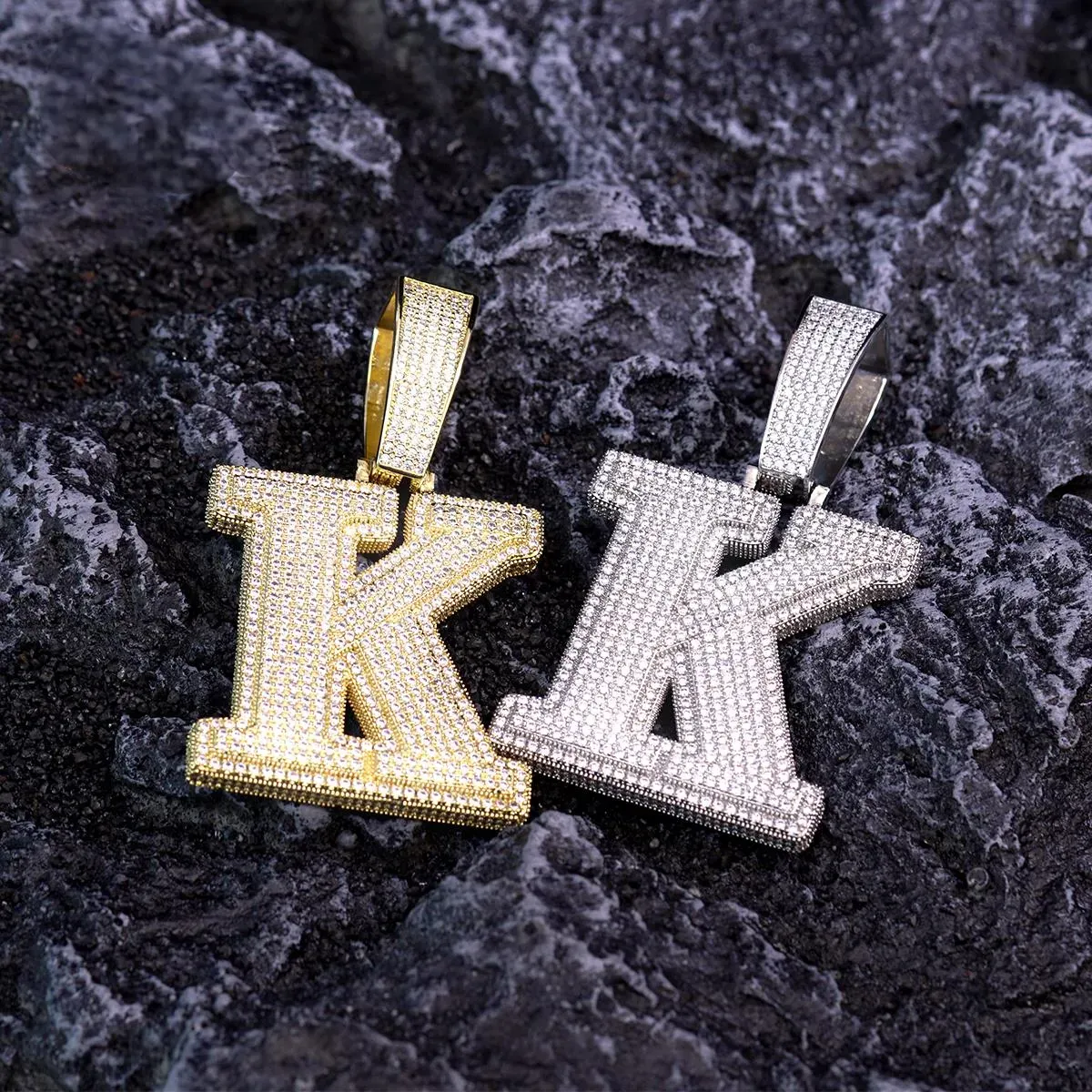 Nemixa Iced-Out Zirconia Alphabet Letter Pendant Necklace, A–Z Initial Options, Brass, Unisex-Nemixa