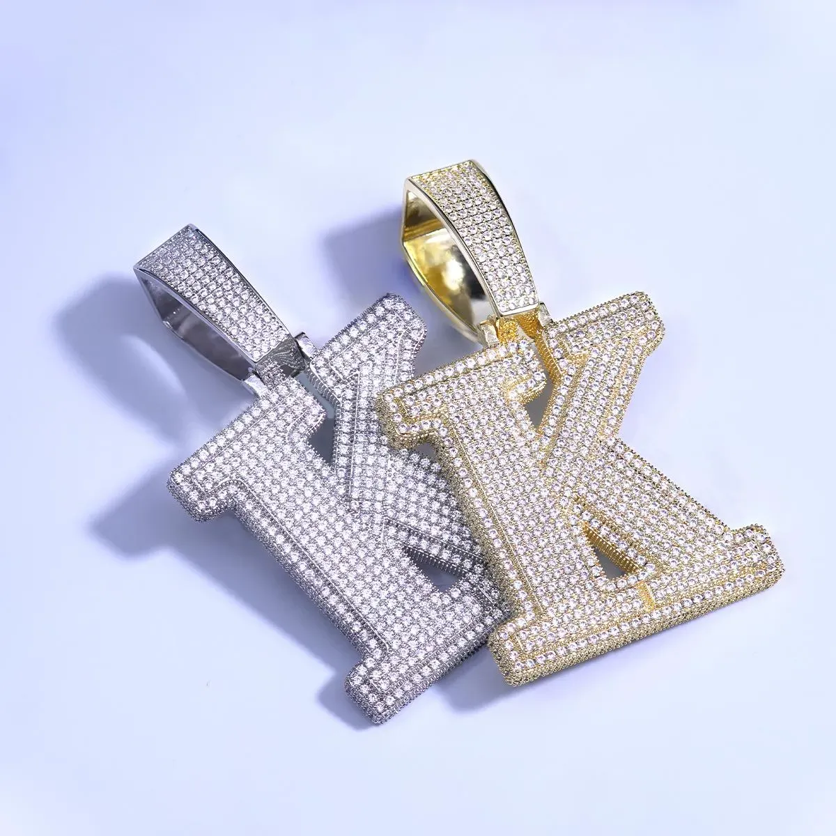 Nemixa Iced-Out Zirconia Alphabet Letter Pendant Necklace, A–Z Initial Options, Brass, Unisex-Nemixa