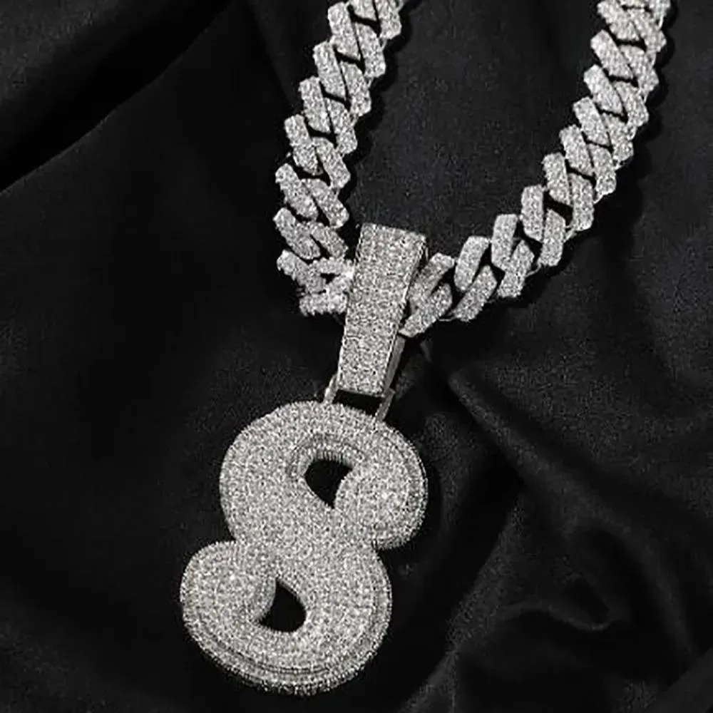 Nemixa Iced-Out Zirconia Alphabet Letter Pendant Necklace, A–Z Initial Options, Brass, Unisex-Nemixa
