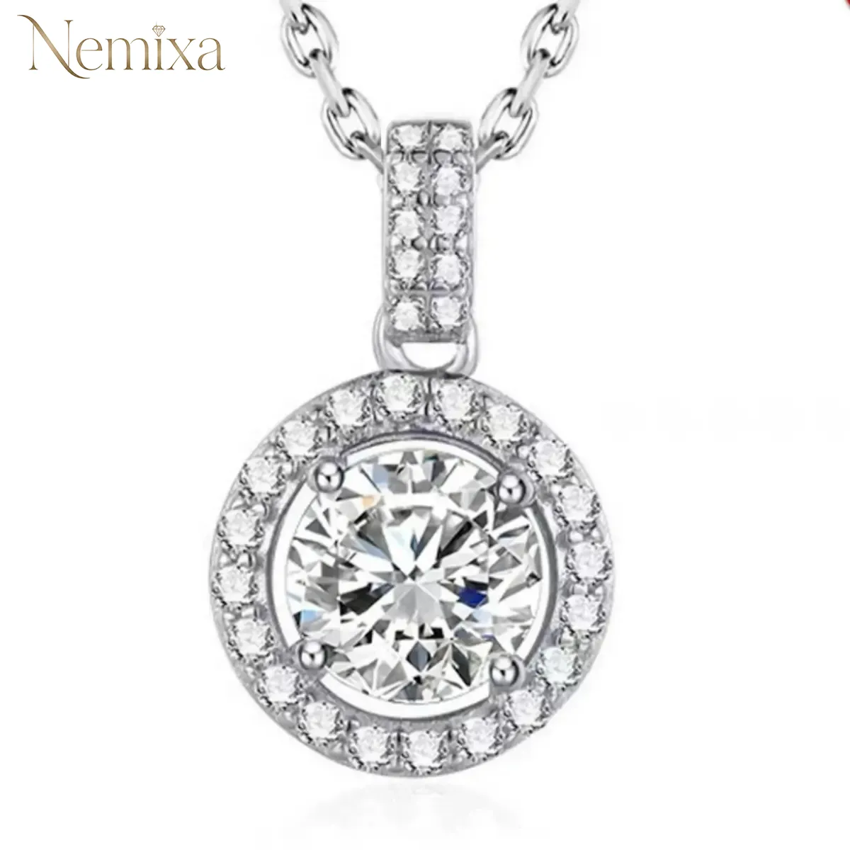 Nemixa Moissanite Charm Pendant Necklace, D Color VVS Lab-Created Moissanite, S925 Sterling Silver, 16 Designs-Nemixa