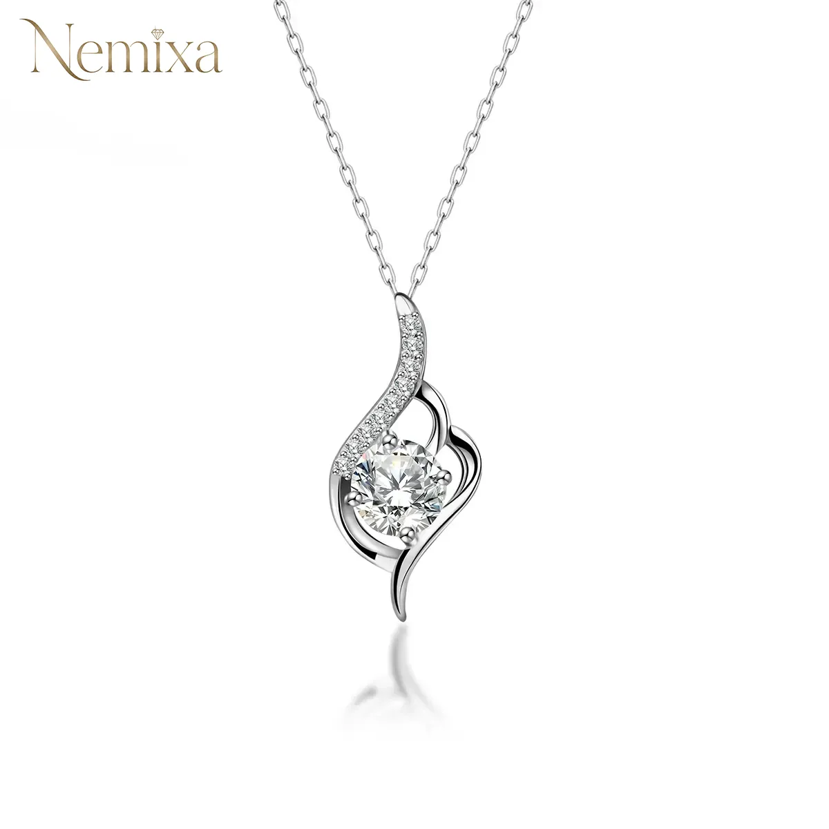 Nemixa Moissanite Charm Pendant Necklace, D Color VVS Lab-Created Moissanite, S925 Sterling Silver, 16 Designs-Nemixa