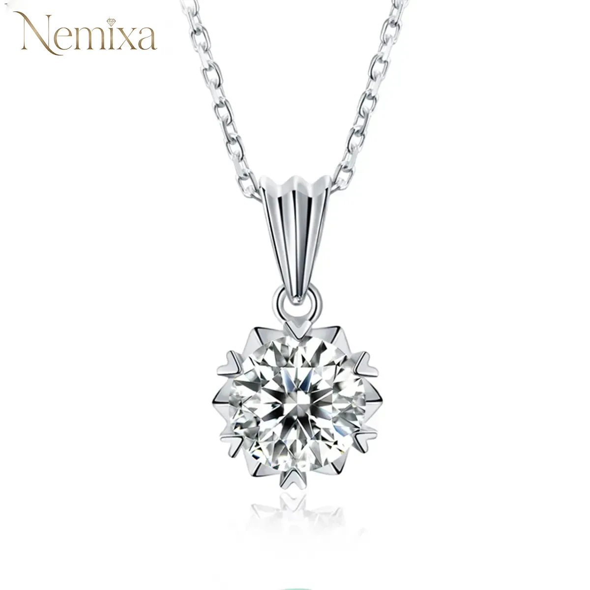 Nemixa Moissanite Charm Pendant Necklace, D Color VVS Lab-Created Moissanite, S925 Sterling Silver, 16 Designs-Nemixa