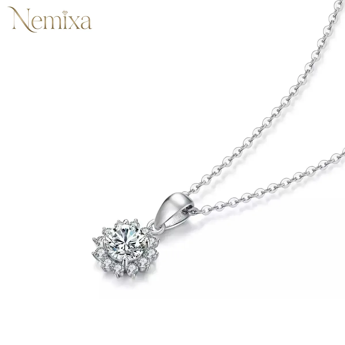 Nemixa Moissanite Charm Pendant Necklace, D Color VVS Lab-Created Moissanite, S925 Sterling Silver, 16 Designs-Nemixa