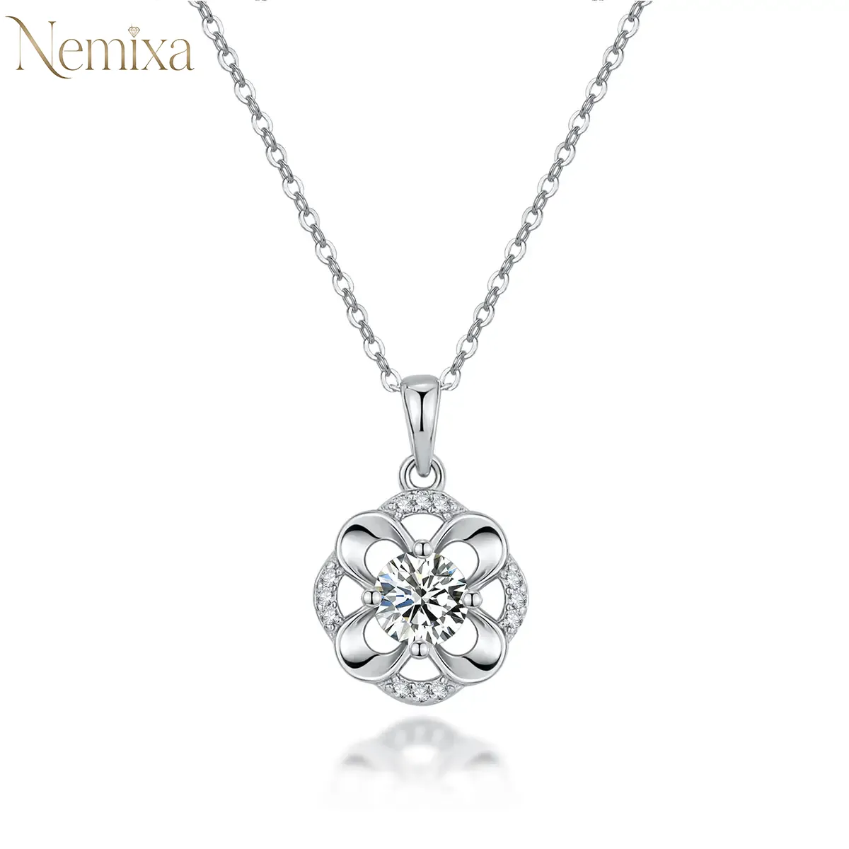 Nemixa Moissanite Charm Pendant Necklace, D Color VVS Lab-Created Moissanite, S925 Sterling Silver, 16 Designs-Nemixa