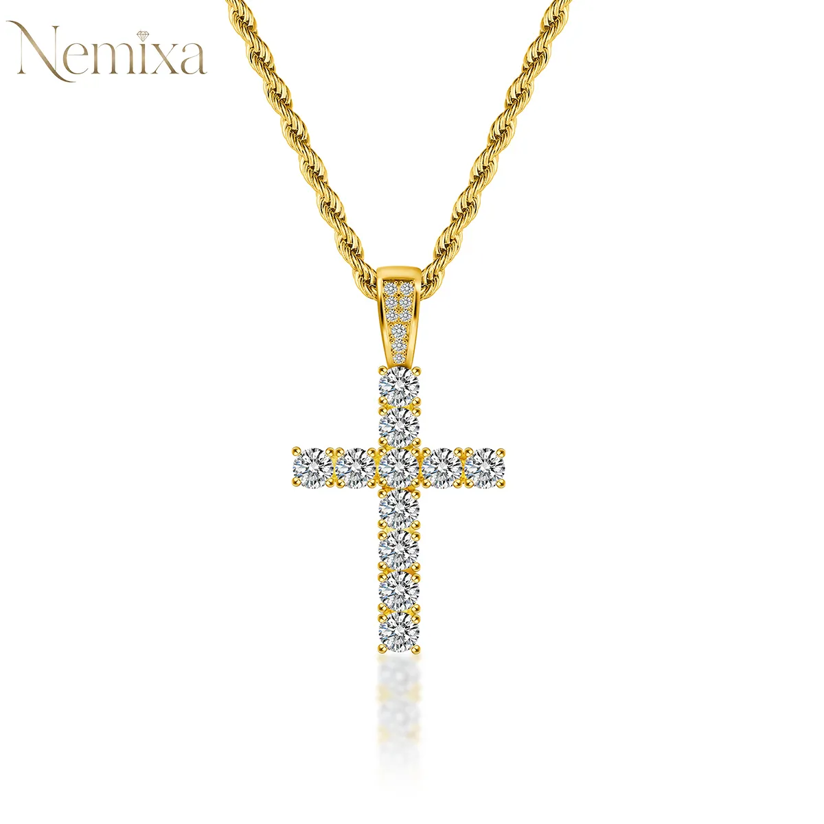 Nemixa 5.6 CTW Moissanite Cross Pendant Necklace, D Color VVS Lab-Created Moissanite, S925 Sterling Silver, Unisex-Nemixa