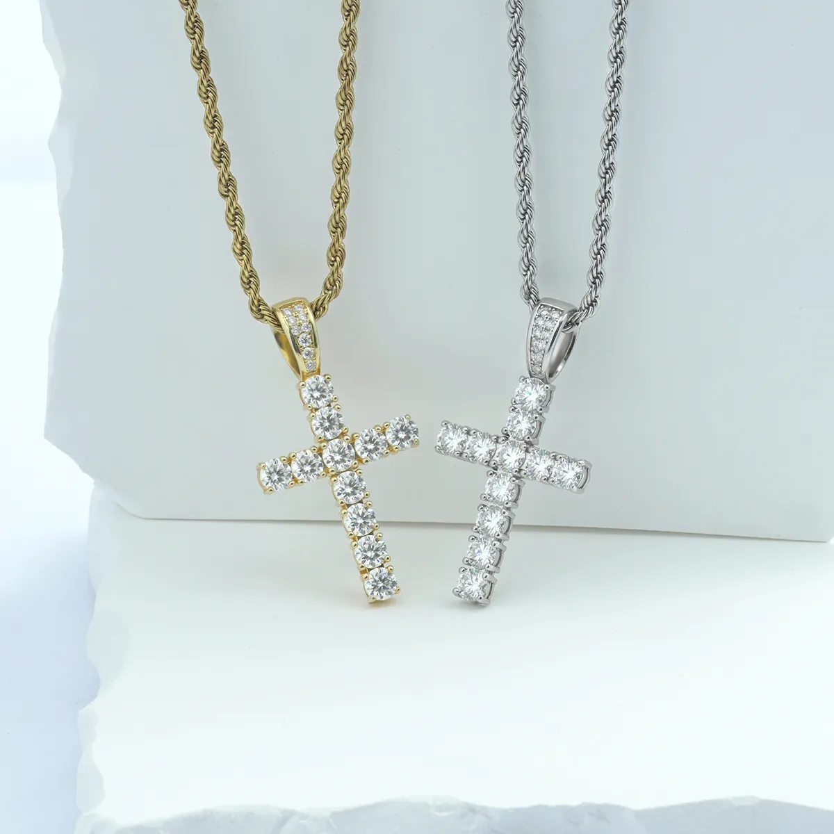 Nemixa 5.6 CTW Moissanite Cross Pendant Necklace, D Color VVS Lab-Created Moissanite, S925 Sterling Silver, Unisex-Nemixa