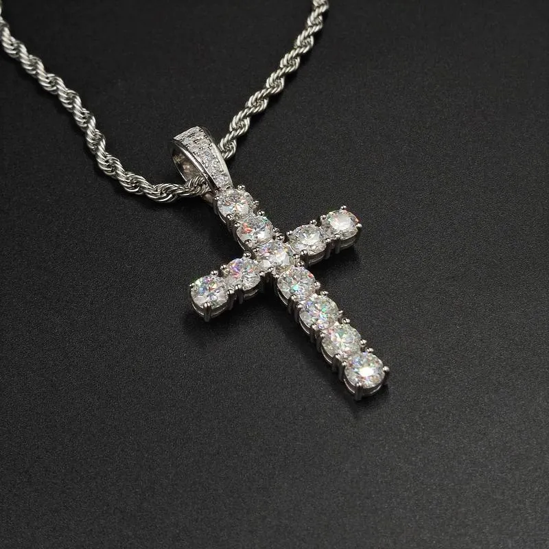 Nemixa 5.6 CTW Moissanite Cross Pendant Necklace, D Color VVS Lab-Created Moissanite, S925 Sterling Silver, Unisex-Nemixa