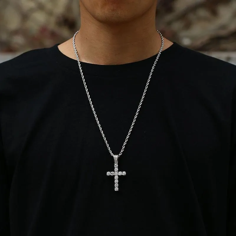 Nemixa 5.6 CTW Moissanite Cross Pendant Necklace, D Color VVS Lab-Created Moissanite, S925 Sterling Silver, Unisex-Nemixa