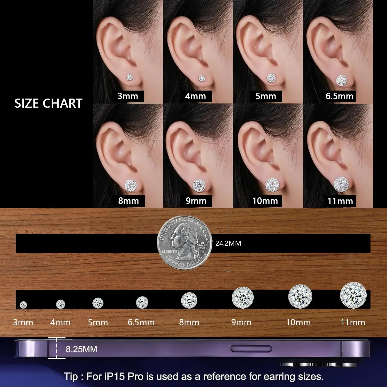 18k Gold-Plated Halo Stud Earrings Lab-Created Moissanite Earring