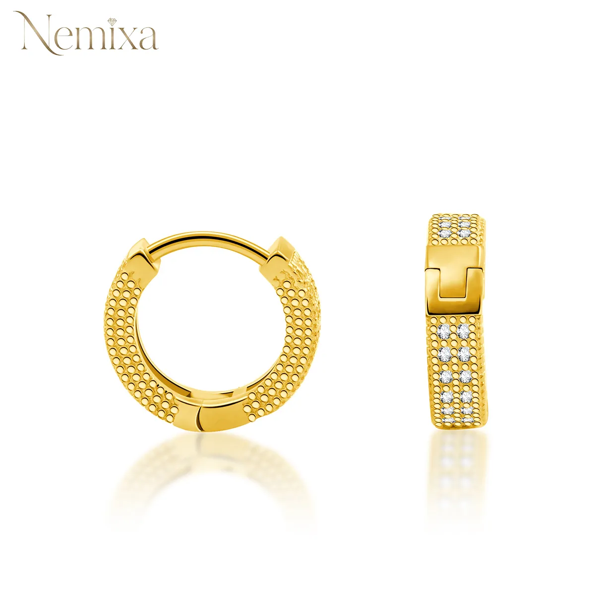 Nemixa S925 Double-Row Moissanite Hoop Earrings, D Color VVS Lab-Created Moissanite, 0.3 CTW-Nemixa