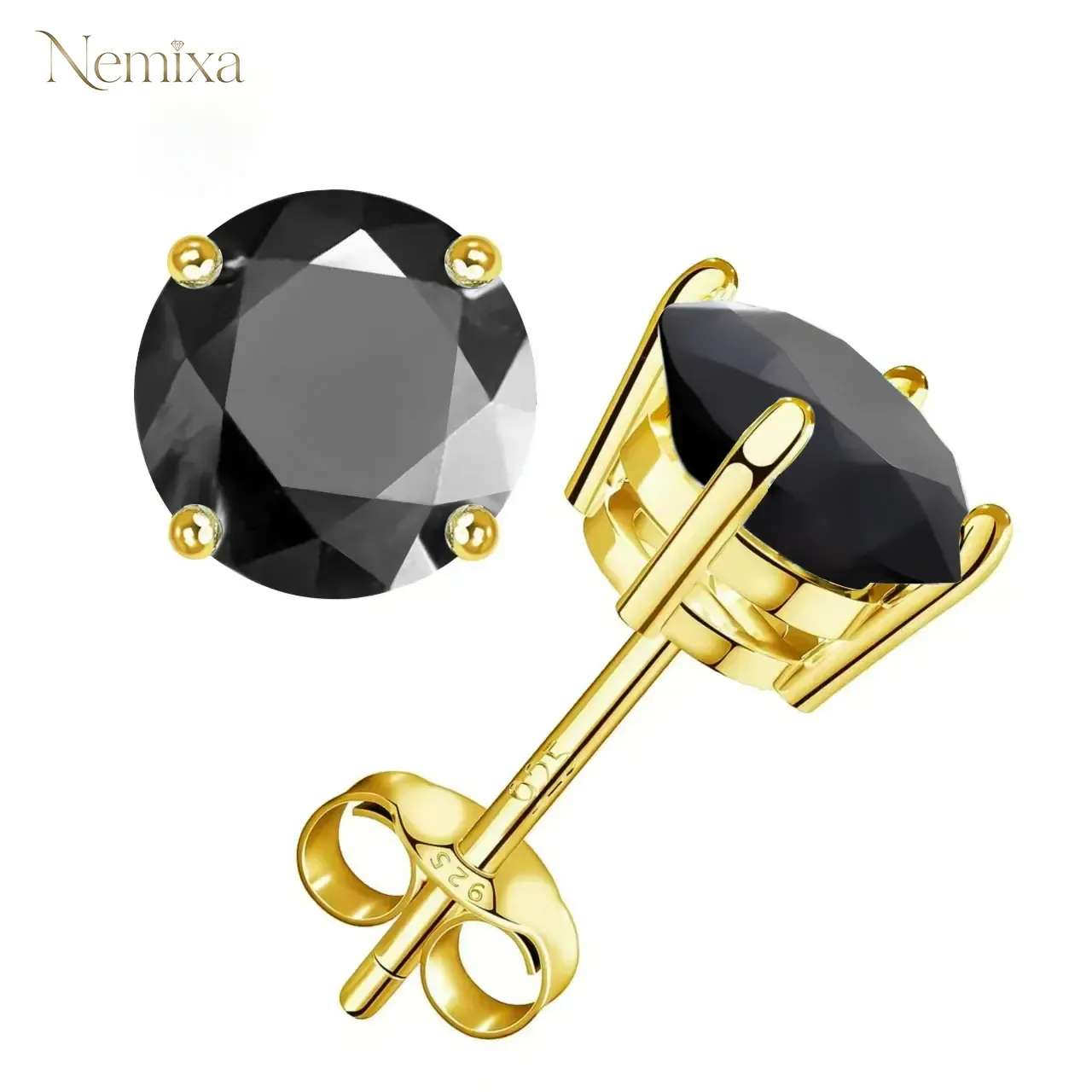 Nemixa Four-Prong Moissanite Stud Earrings, Round D Color VVS Lab-Created Moissanite-Nemixa