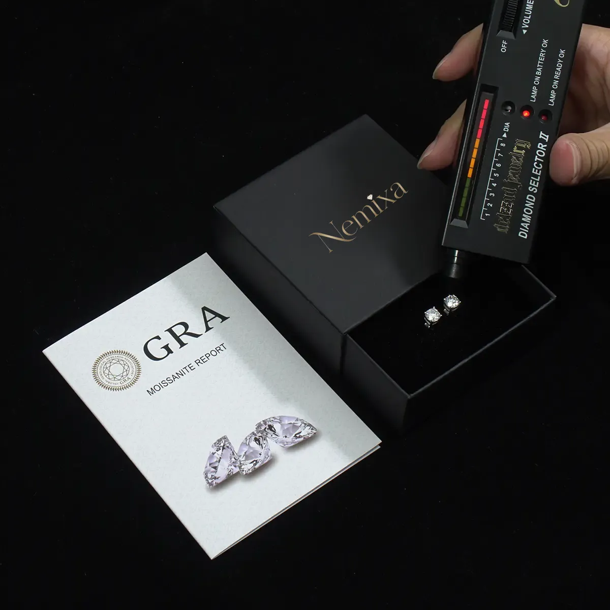 Nemixa S925 Cushion Cut Moissanite Stud Earrings, D Color VVS Lab-Created Moissanite, Unisex-Nemixa