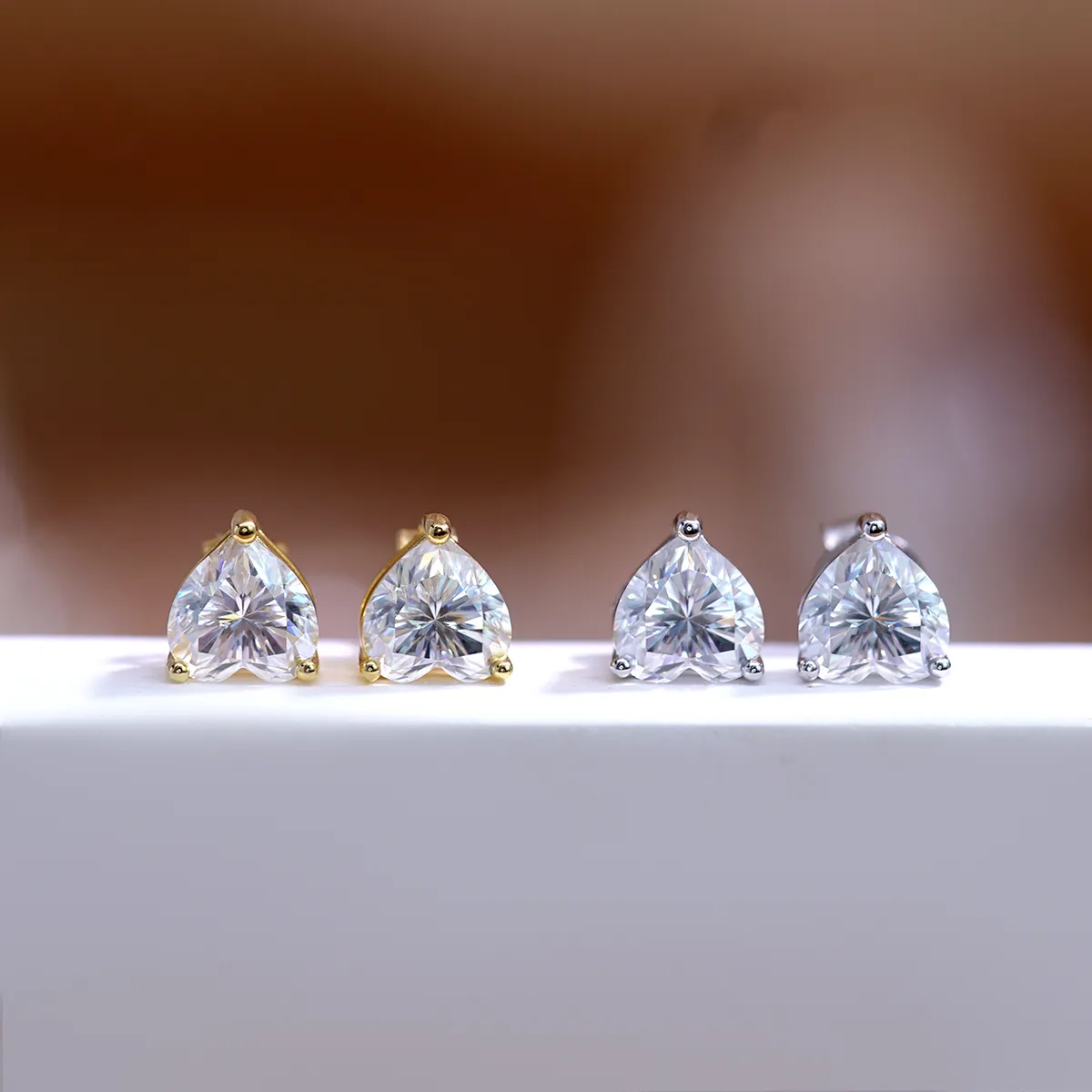 Heart Shape Stud Earrings Moissanite Earring S925 Studs Moissanite Jewelry