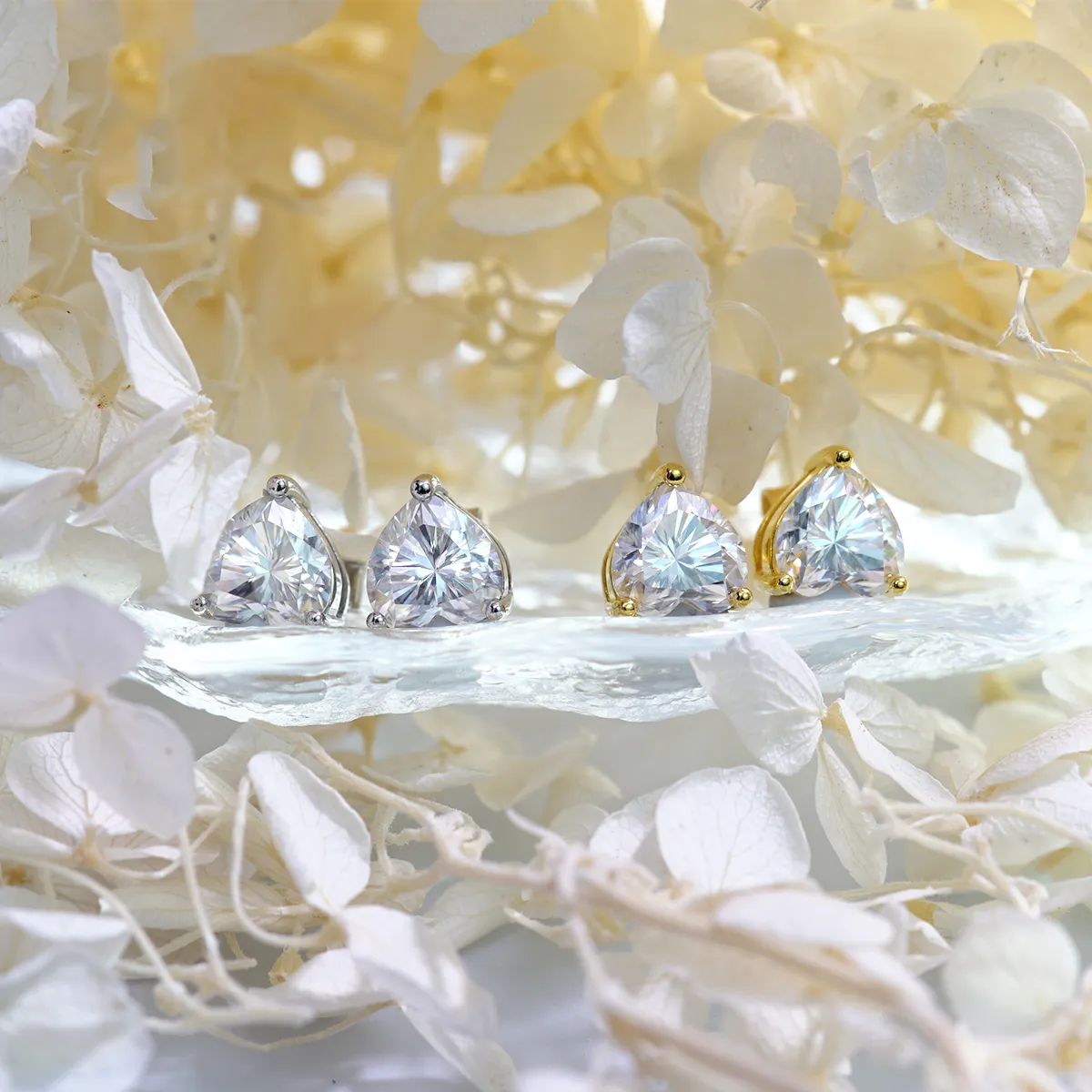 Heart Shape Stud Earrings Moissanite Earring S925 Studs Moissanite Jewelry