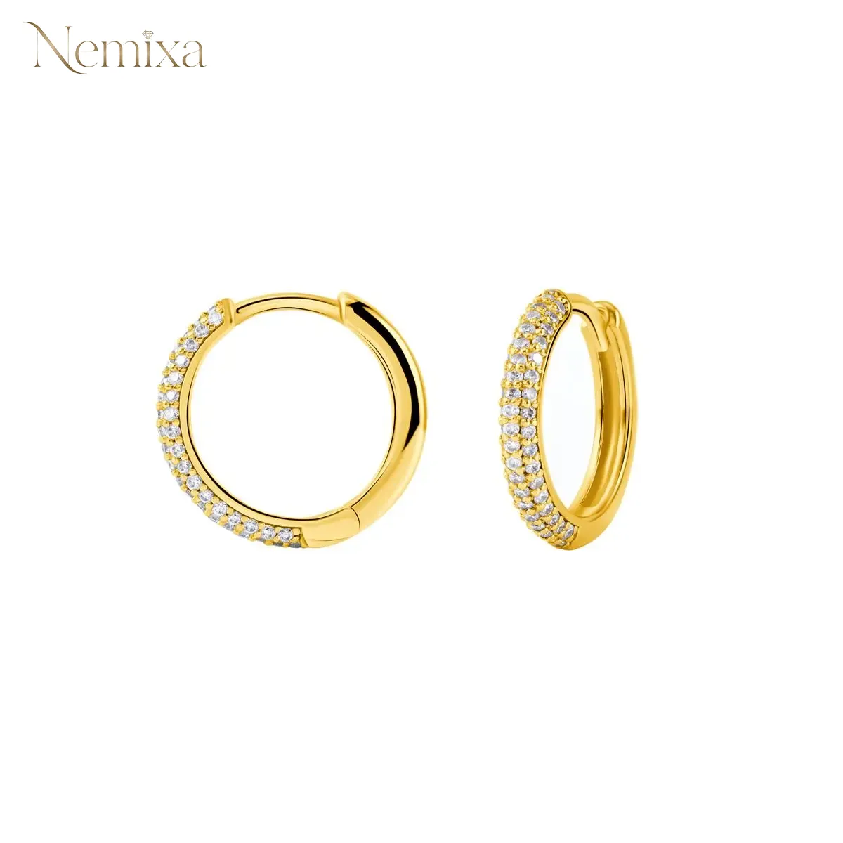 18K Gold-Plated Huggies Earrings Moissanite Earring