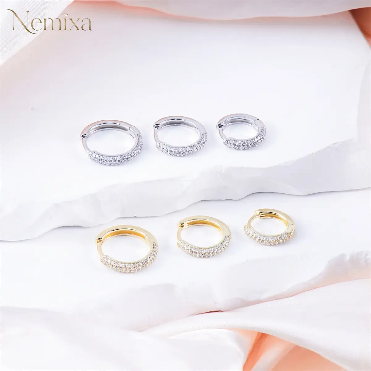 Nemixa S925 Moissanite Huggie Hoop Earrings, D Color VVS Lab-Created Moissanite-Nemixa
