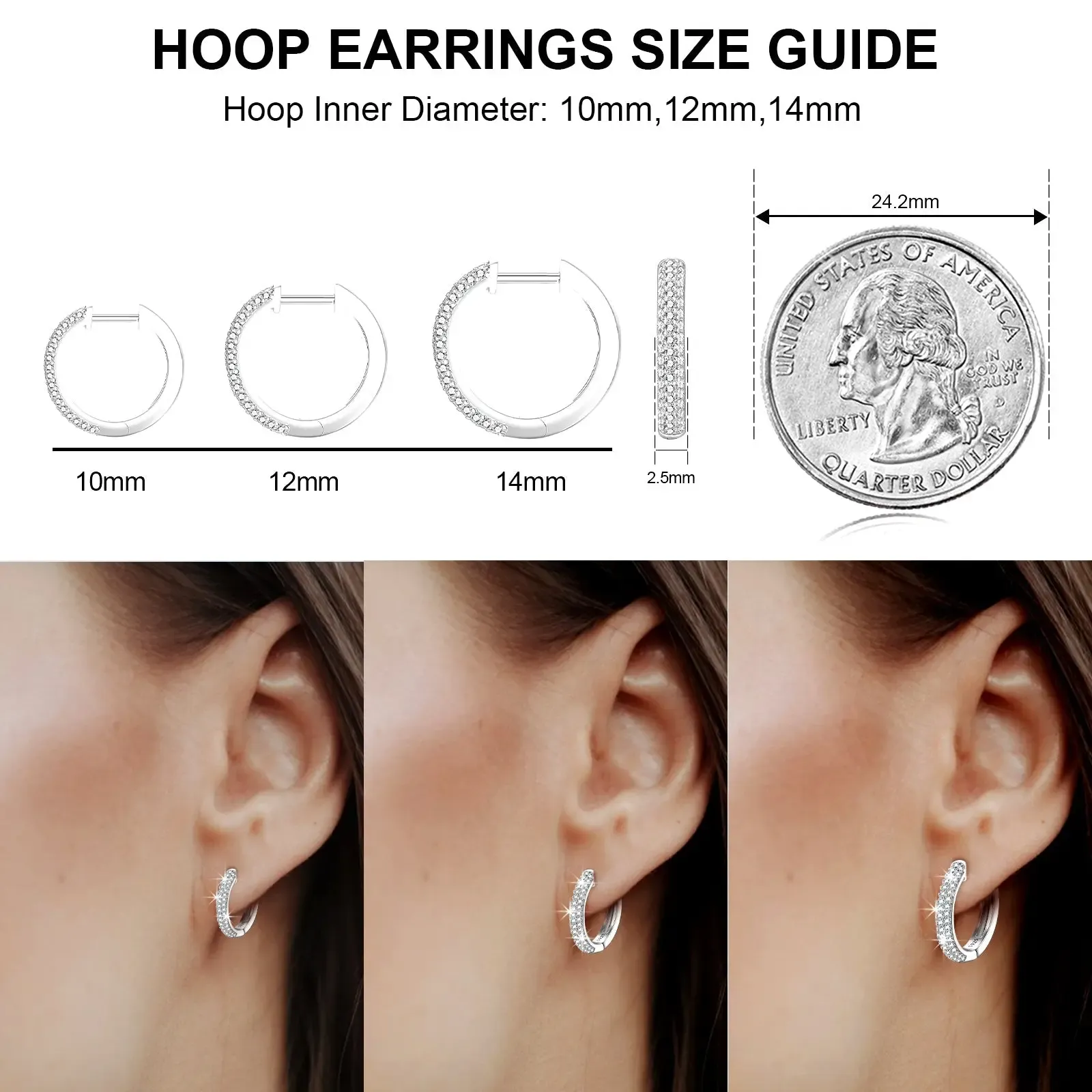 Nemixa S925 Moissanite Huggie Hoop Earrings, D Color VVS Lab-Created Moissanite-Nemixa