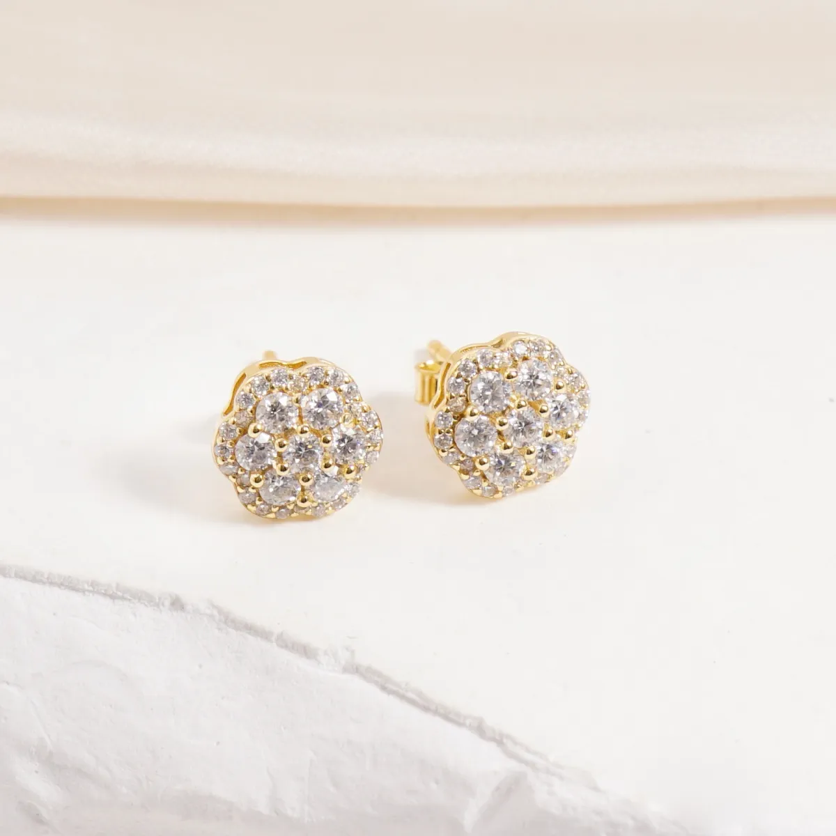 Nemixa S925 Flower Cluster Moissanite Stud Earrings, D Color VVS Lab-Created Moissanite, 0.8 CTW-Nemixa
