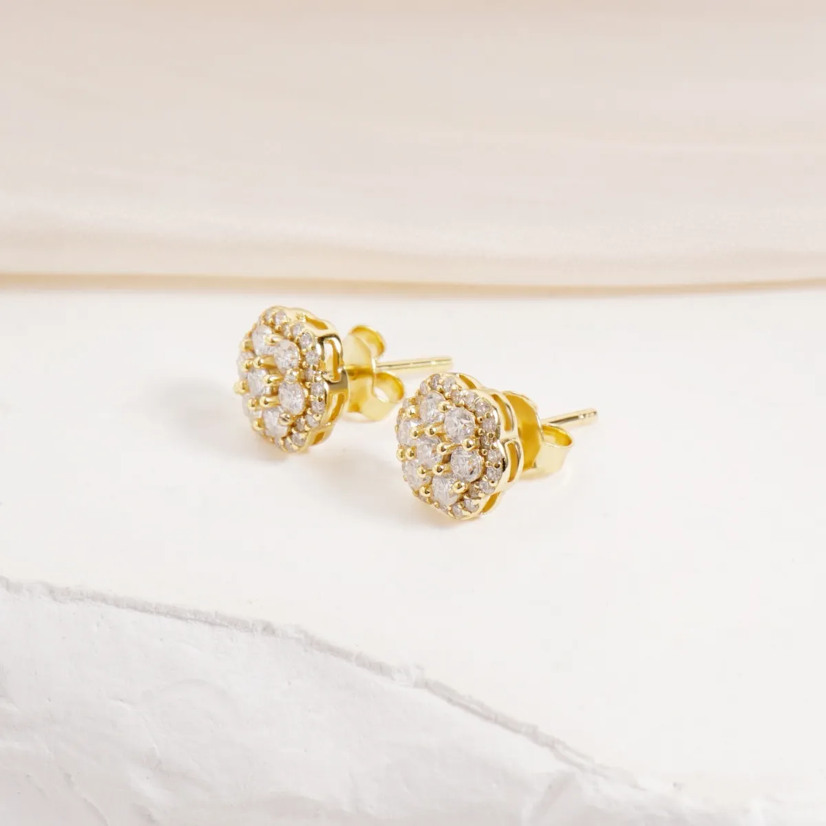Nemixa S925 Flower Cluster Moissanite Stud Earrings, D Color VVS Lab-Created Moissanite, 0.8 CTW-Nemixa