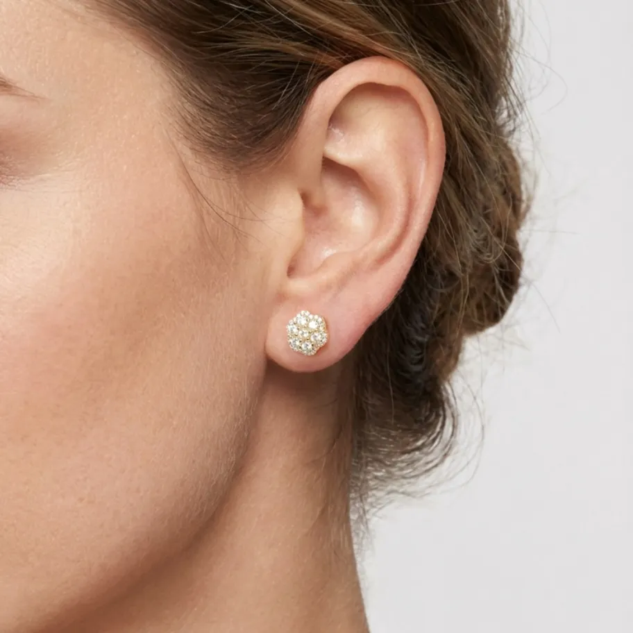 Nemixa S925 Flower Cluster Moissanite Stud Earrings, D Color VVS Lab-Created Moissanite, 0.8 CTW-Nemixa