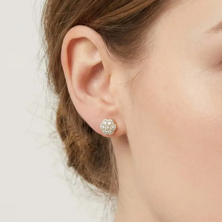 Nemixa S925 Flower Cluster Moissanite Stud Earrings, D Color VVS Lab-Created Moissanite, 0.8 CTW-Nemixa