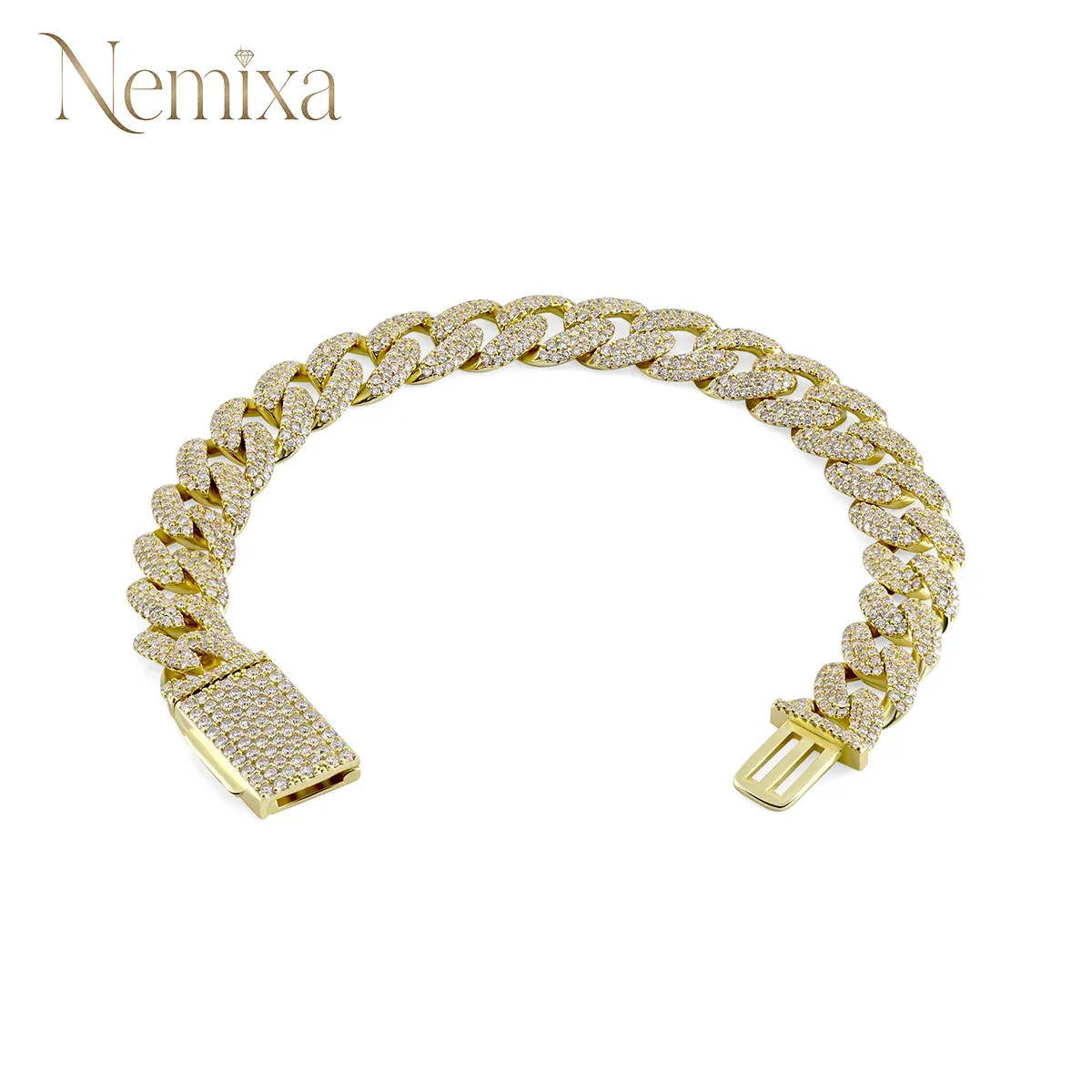 14K Gold-Plated Hip Hop Bling Cuban Bracelet Chain