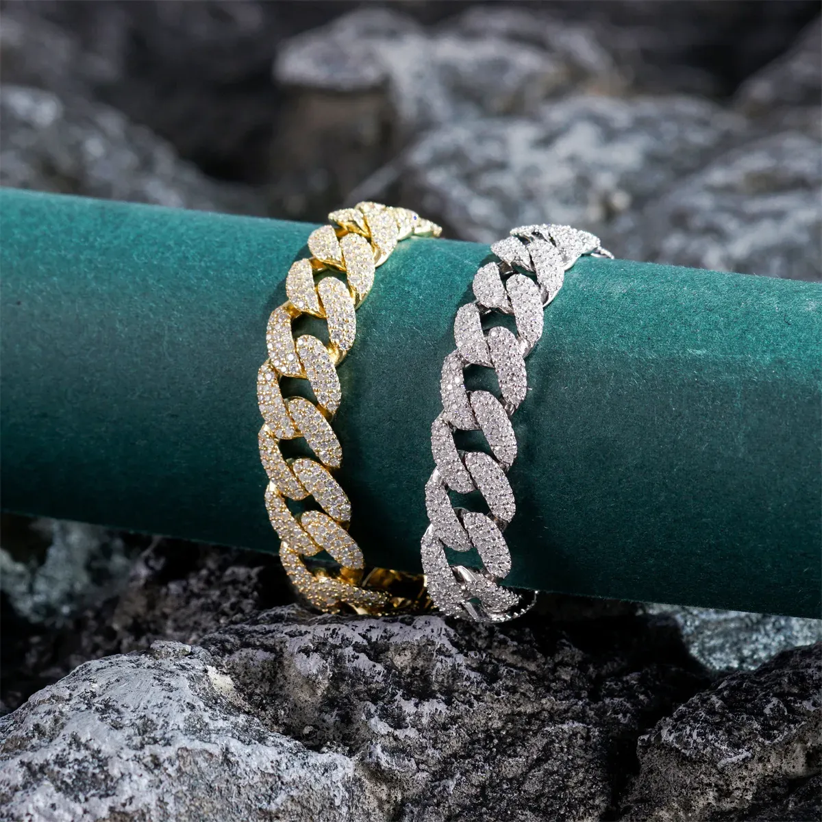 14K Gold-Plated Hip Hop Bling Cuban Bracelet Chain