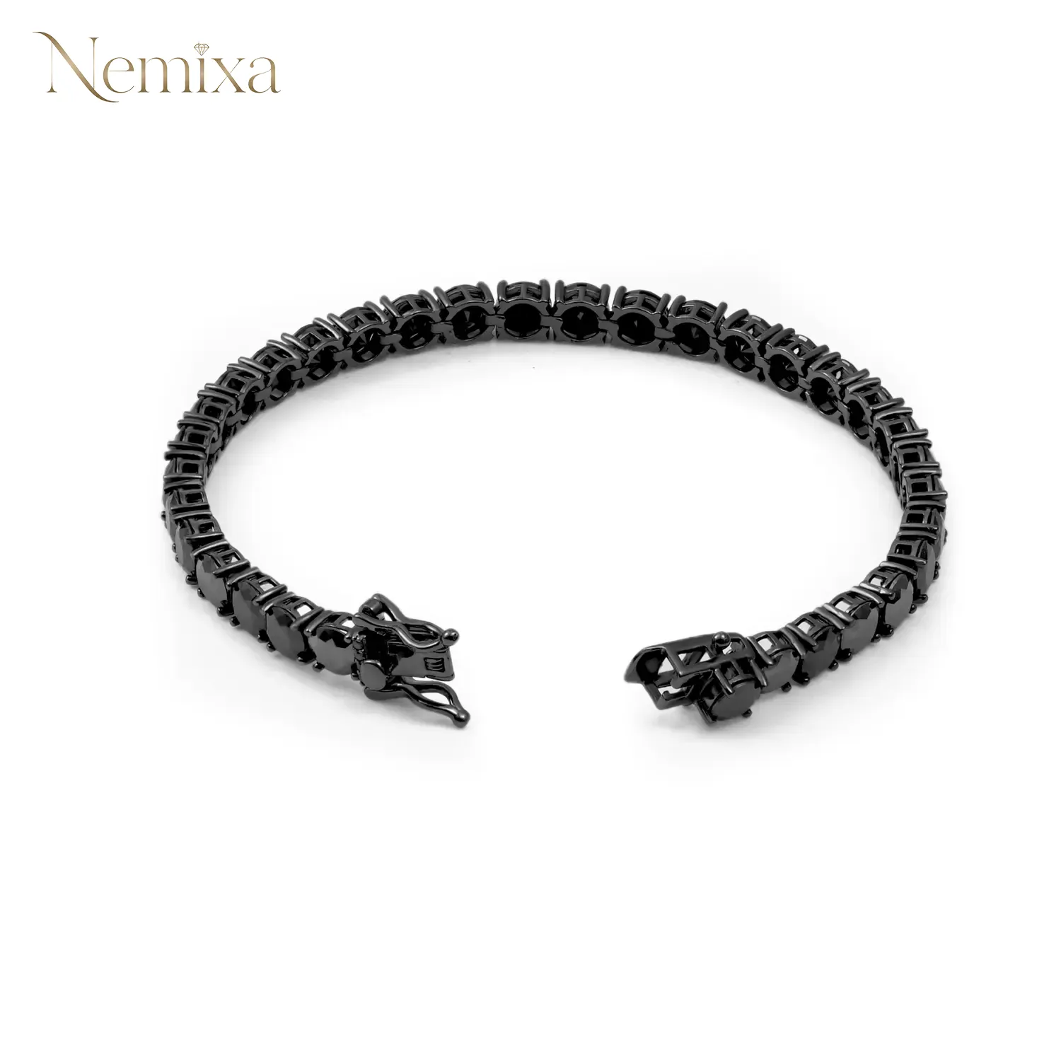 Nemixa Round Lab-Created Moissanite Tennis Bracelet, D Color VVS, 18K Gold-Plated S925 Sterling Silver