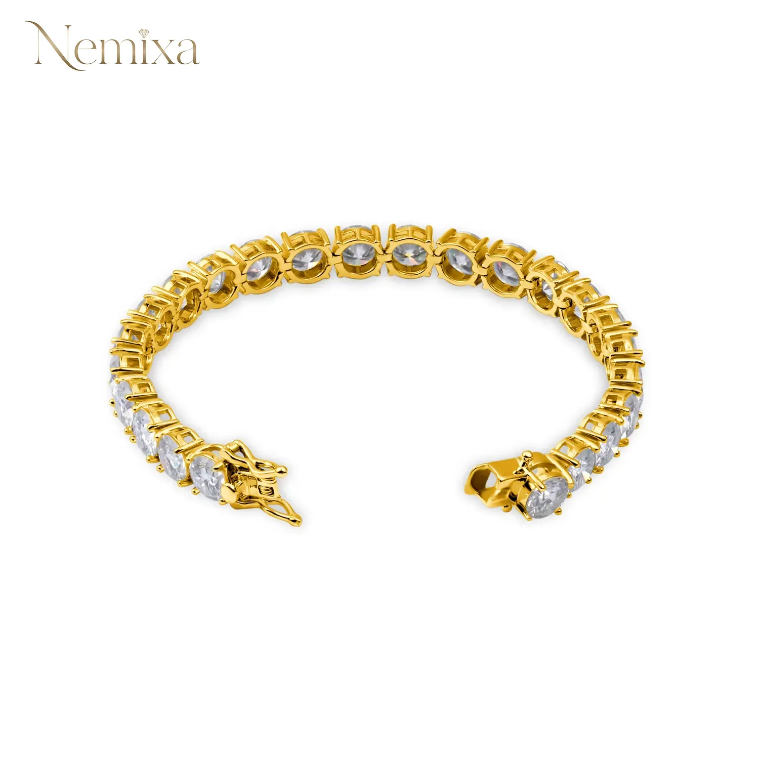 Nemixa S925 Moissanite Tennis Bracelet, D Color VVS Lab-Created Moissanite, 2–6.5 mm Stones-Nemixa