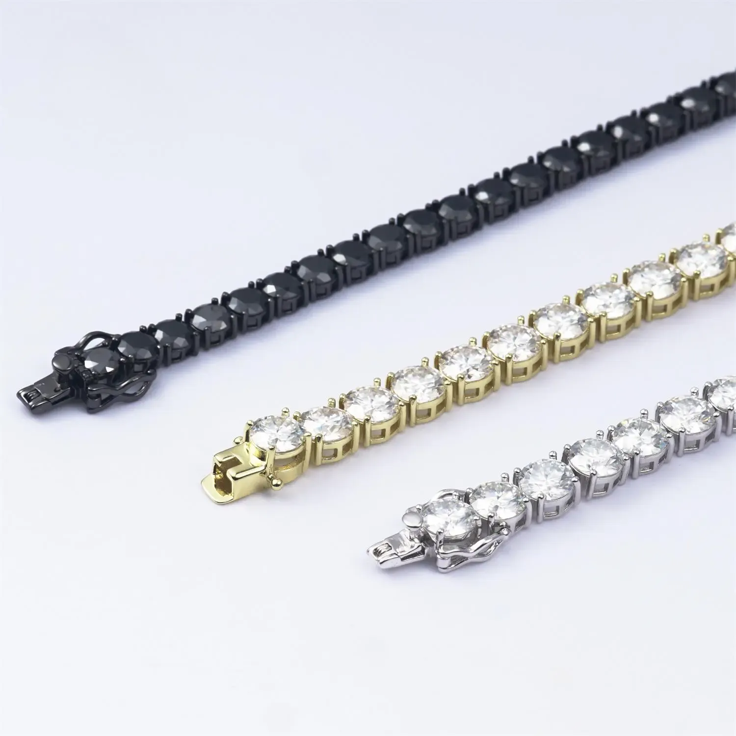 Nemixa S925 Moissanite Tennis Bracelet, D Color VVS Lab-Created Moissanite, 2–6.5 mm Stones-Nemixa
